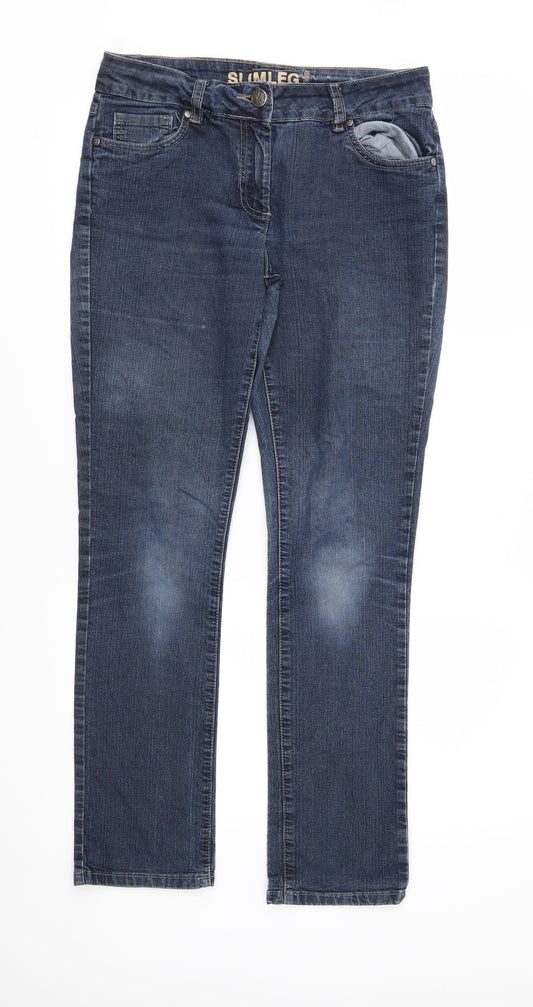 Additional front view of Debenhams women’s blue denim skinny jeans, size UK 10, 31-inch leg