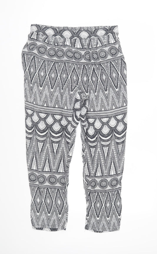 H&M Womens Blue Geometric Trousers Size 36 in L27 in