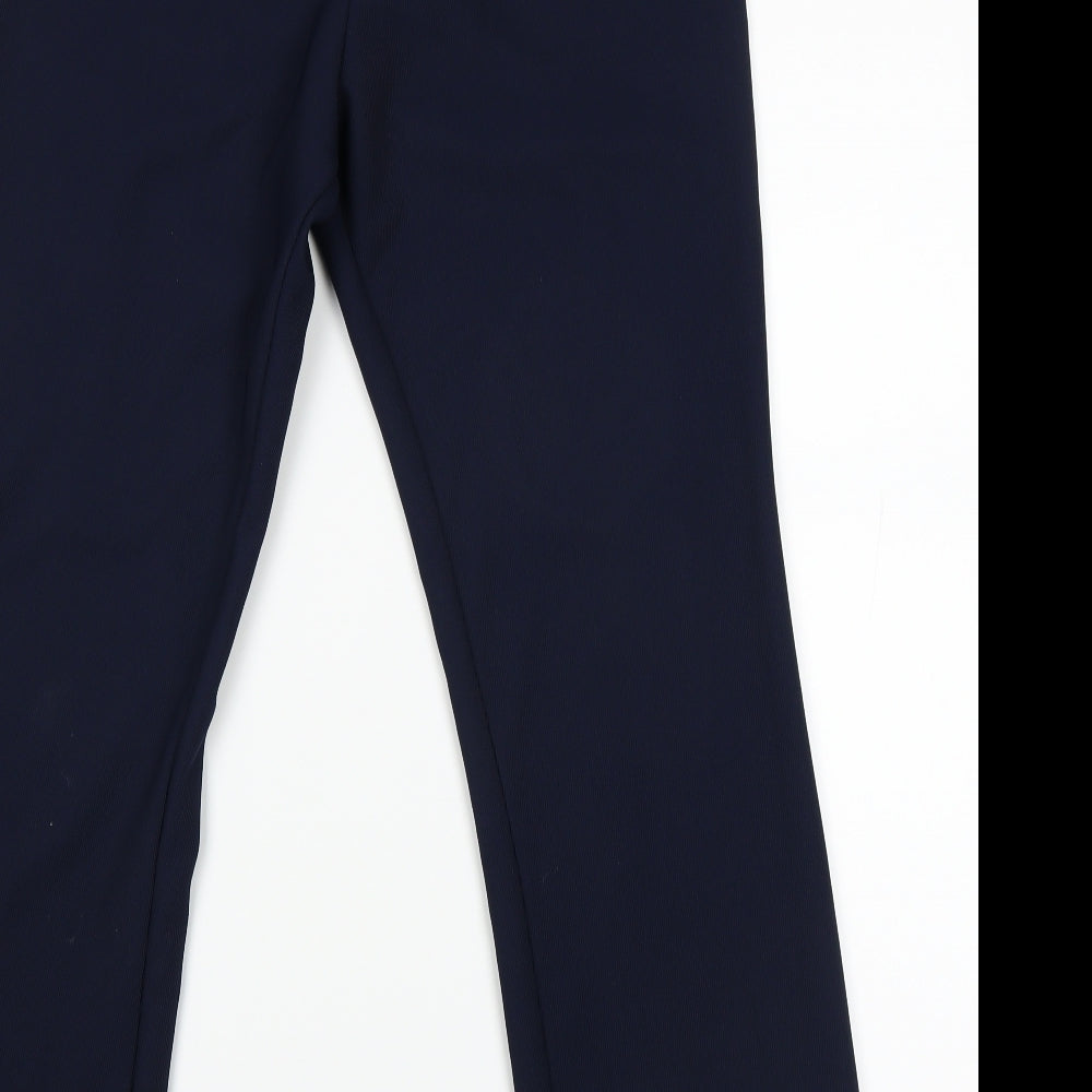 Brand and care label for Preworn women’s blue trousers, size UK 14, 28-inch leg
