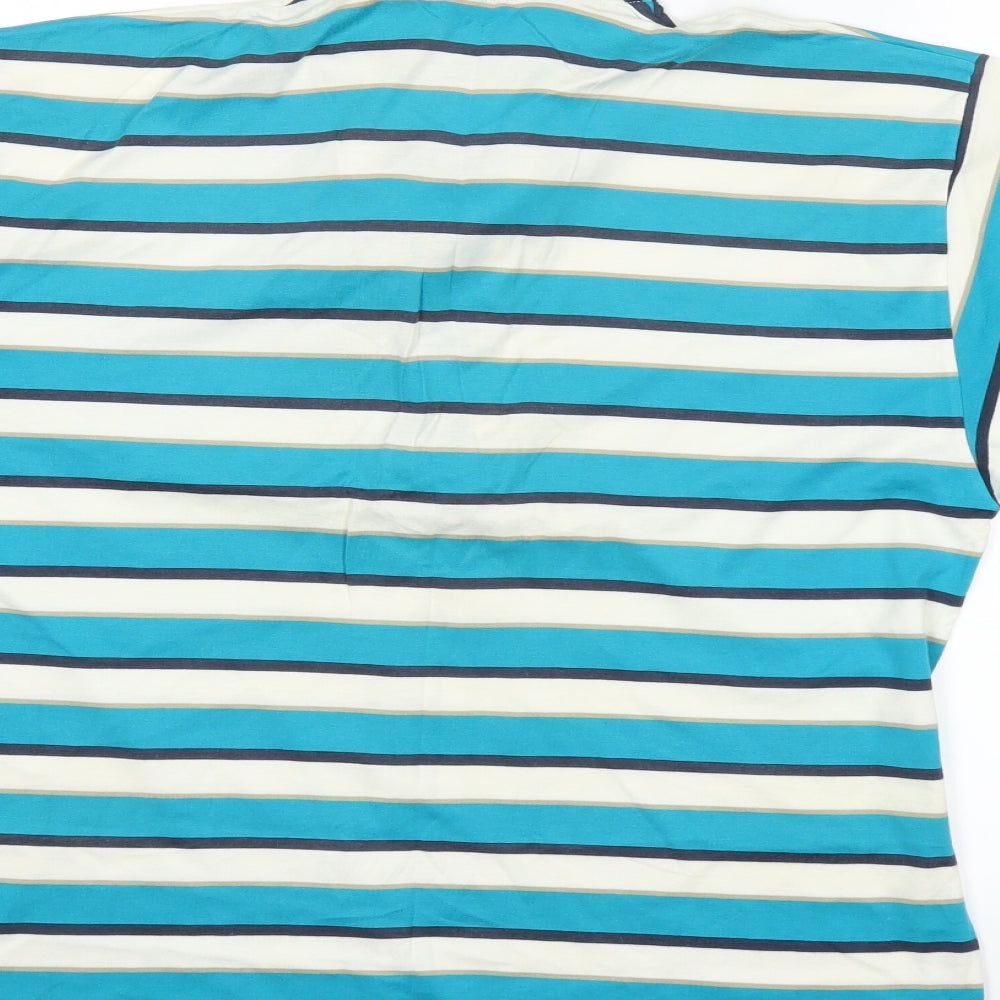 Brand and care label for BLANCARD men’s multicoloured striped polo, size M