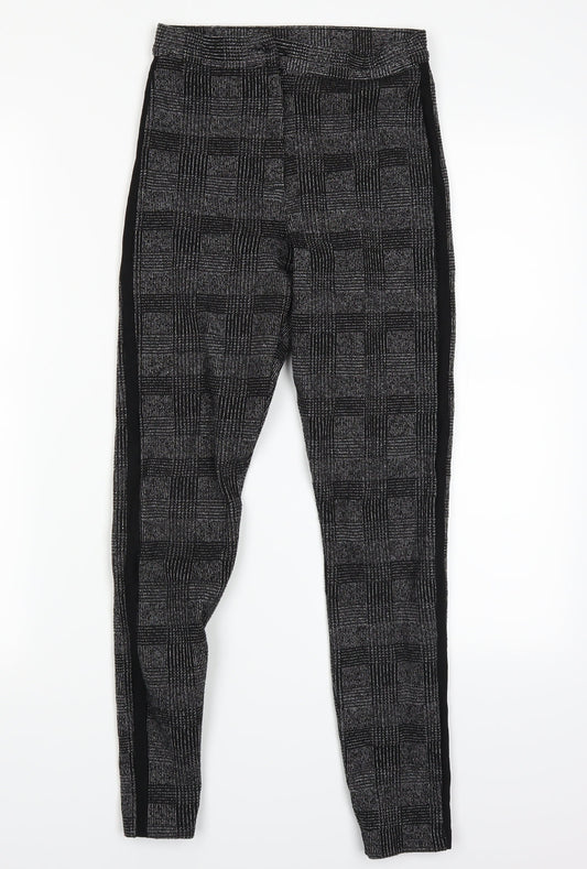 top shop Womens Grey Check Jogger Trousers Size 8 L21 in