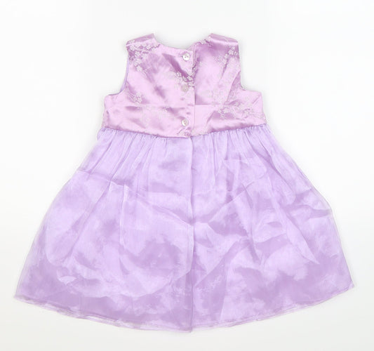 Cherokee Girls Purple Floral Satin Fit & Flare Size 12-18 Months