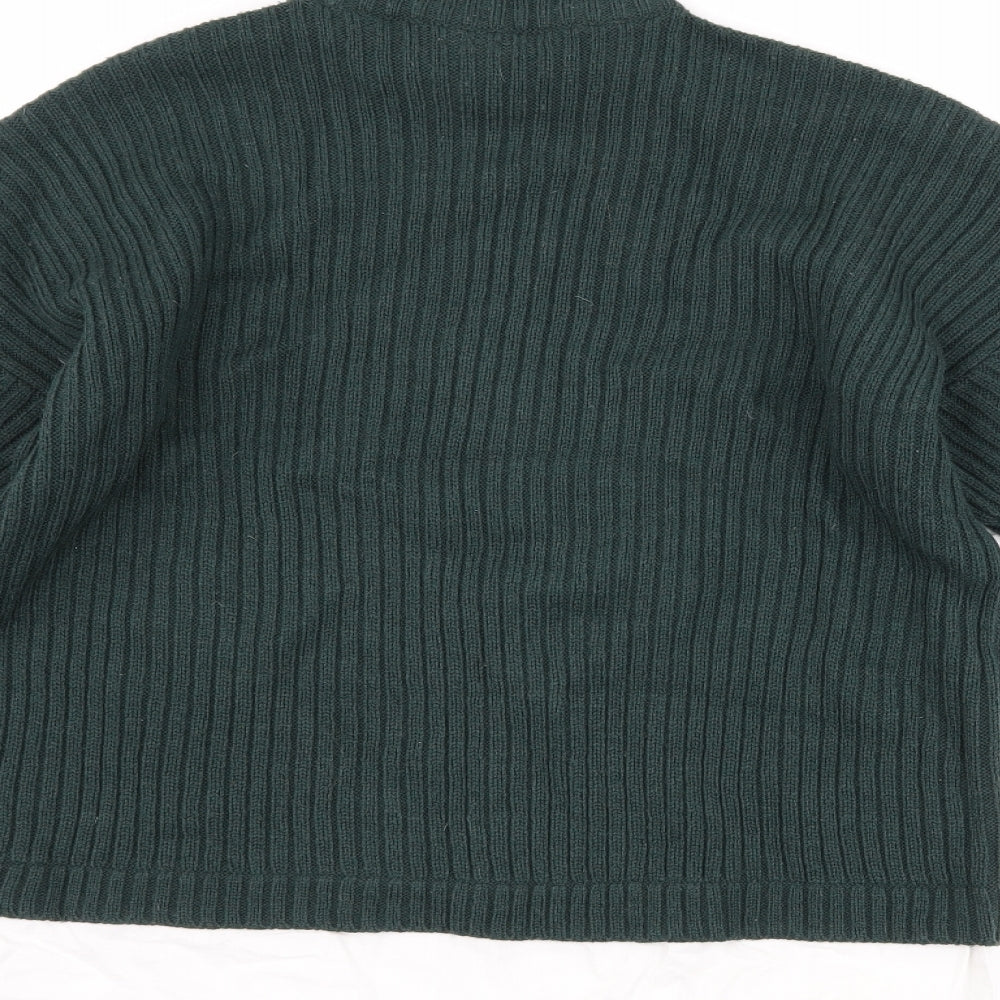 Brand and care label for Noisy May women’s green jumper, size S