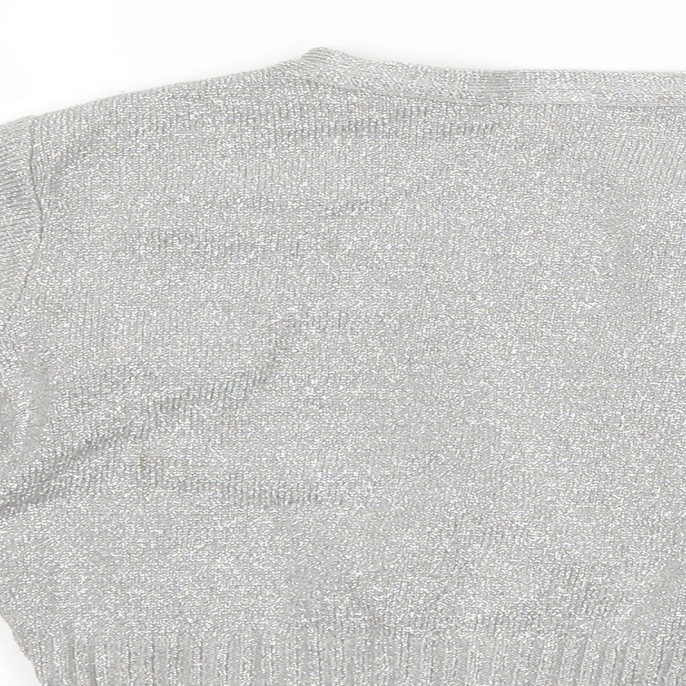Brand and care label for New Look girls’ grey shrug jumper, size 8, years