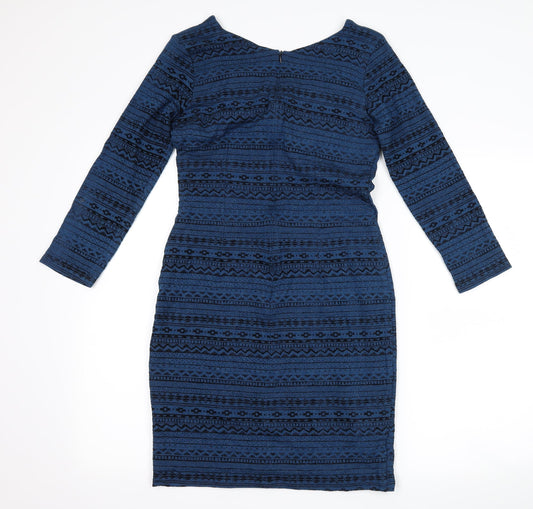 ceme london Womens Blue Geometric Bodycon Size 12