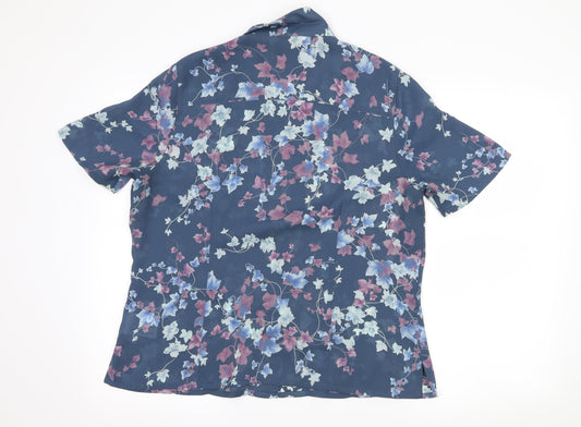 Jumper Womens Blue Floral Basic Button-Up Size 16
