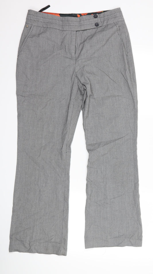 Per Una Womens Grey Geometric Trousers Size 10 L27 in