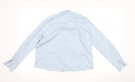 Only Womens Blue Striped Basic Button-Up Size 6