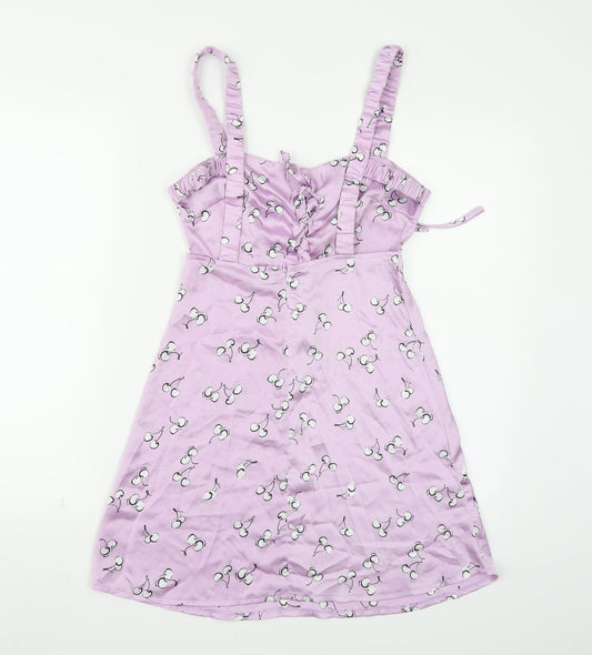 Kai Womens Purple A-Line Size S - Cherry Print
