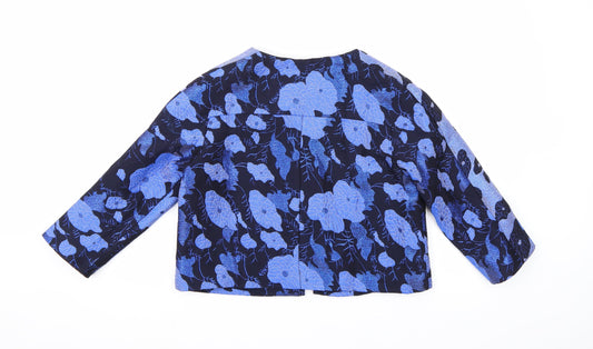 La Redoute Womens Blue Floral Overcoat Coat Size 8