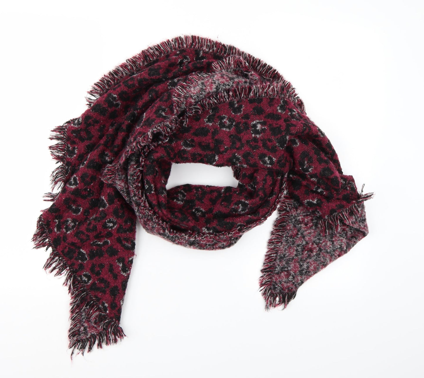 Preworn Womens Pink Animal Print Knit Scarf
