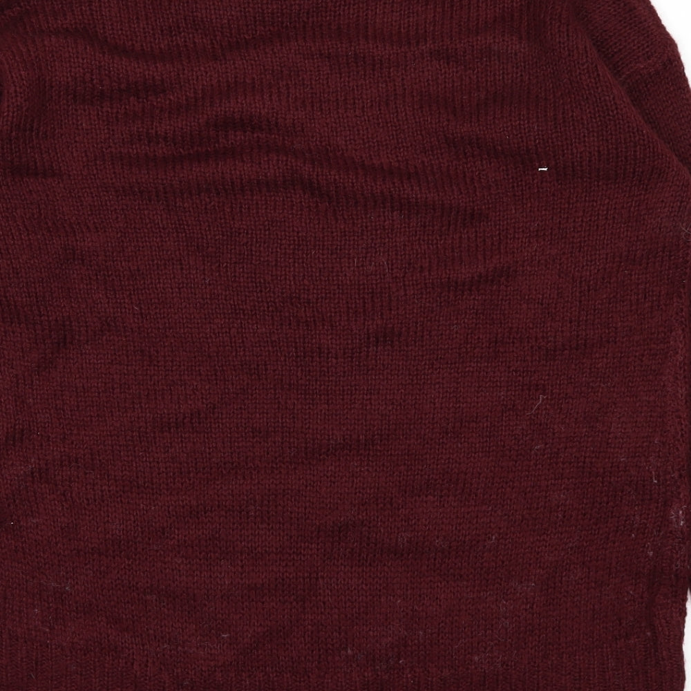 Brand and care label for New Look women’s purple jumper, size S