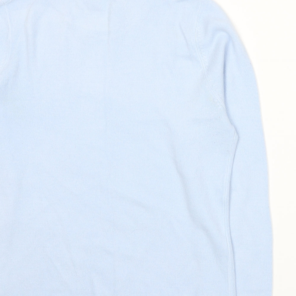 Brand and care label for Bonmarché women’s blue knit jumper, size L