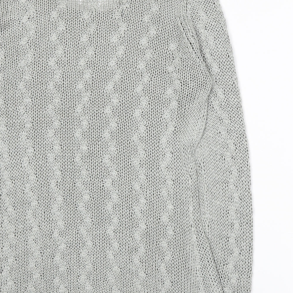 Brand and care label for EA women’s grey knit jumper, size S