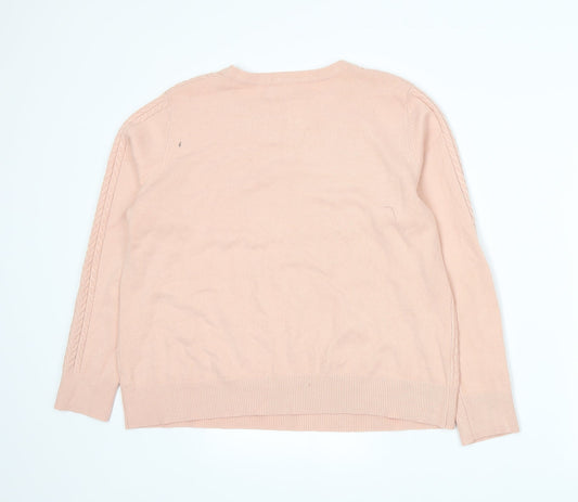 Preworn Womens Pink Knit Pullover Jumper Size 16