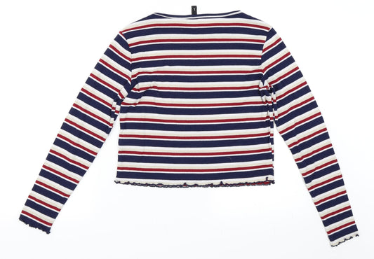 H&M Womens Blue Striped Pullover Jumper Size L