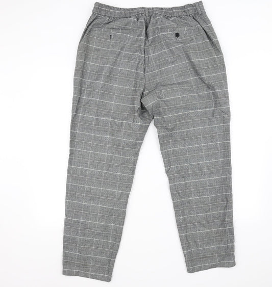 H&M Mens Grey Check Trousers Size L L26 in