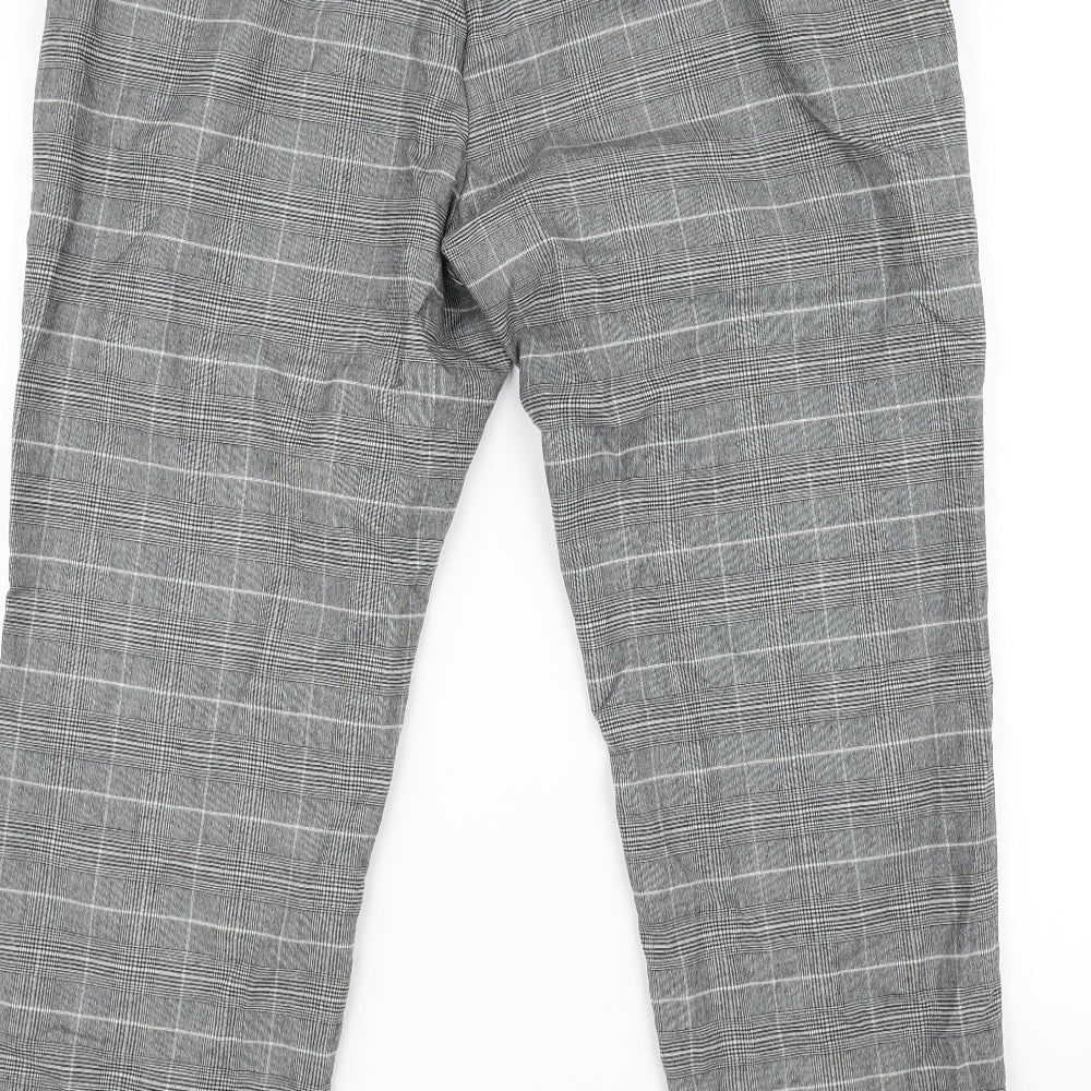 H&M Mens Grey Check Trousers Size L L26 in