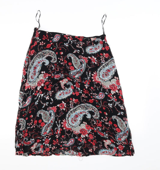 butterfly Womens Black Floral A-Line Skirt Size 14