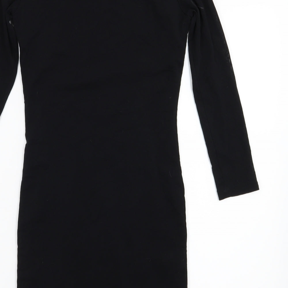 Brand and care label for Babe women’s black bodycon, size XS