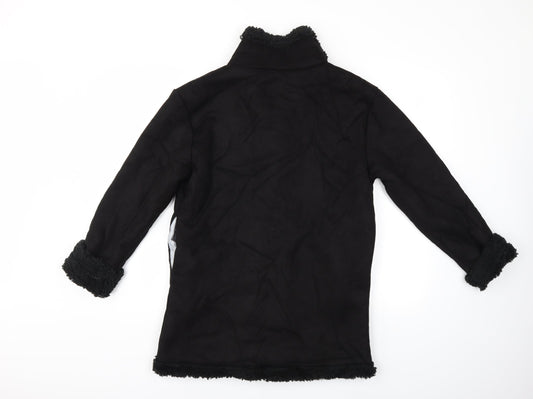 Preworn Womens Black Overcoat Coat Size L