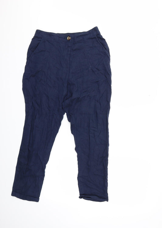 Peacocks Womens Blue Trousers Size 8 L25 in