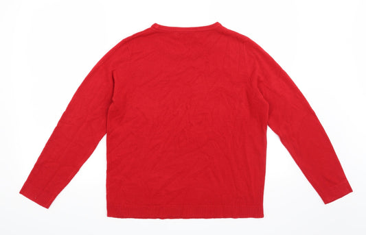 Pure & Natural Womens Red Pullover Jumper Size 14