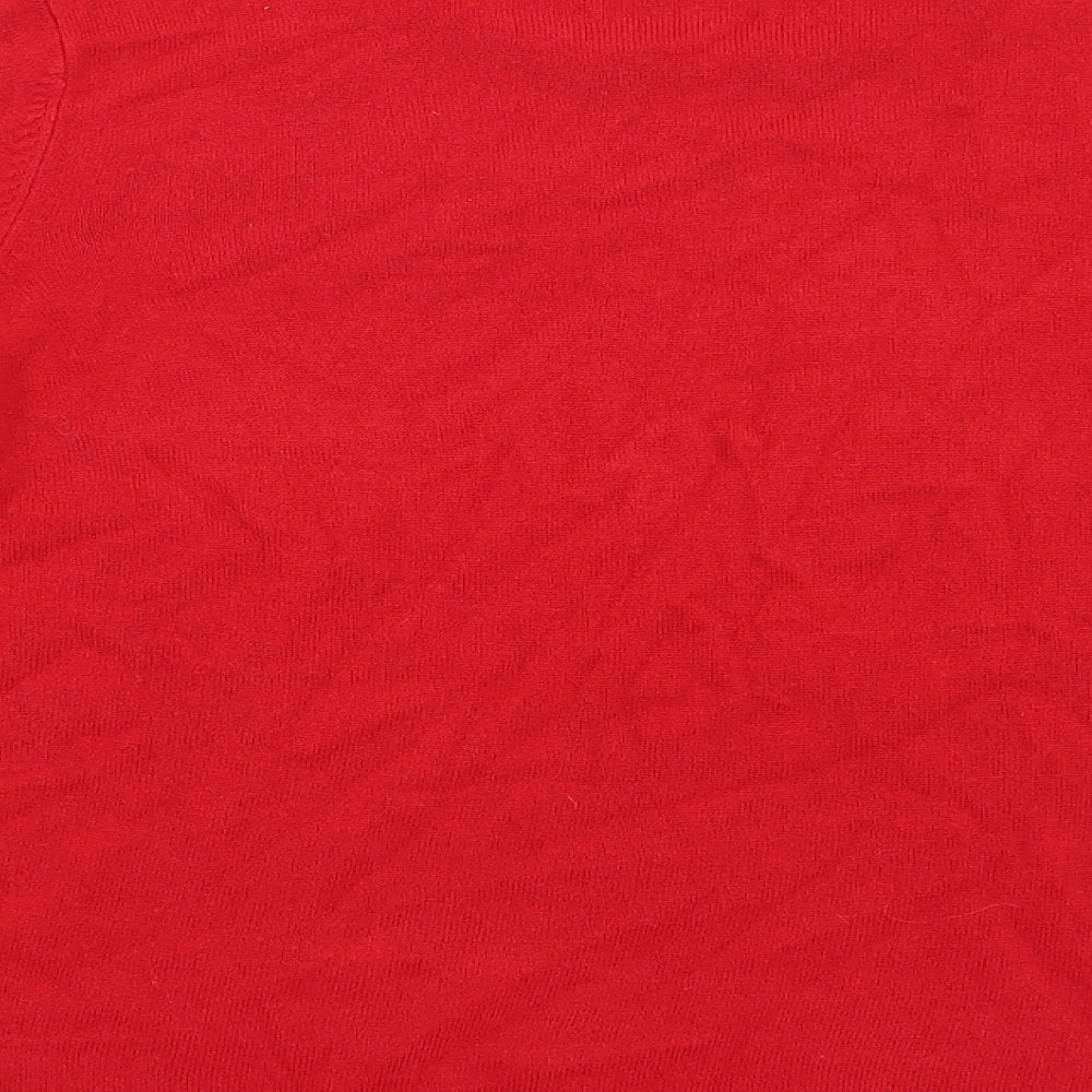 Brand and care label for Pure & Natural women’s red jumper, size UK 14