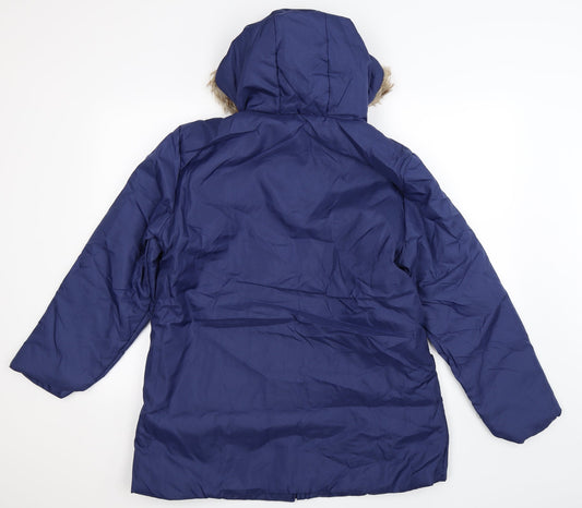 Anne De Lancay Womens Blue Jacket Coat Size M