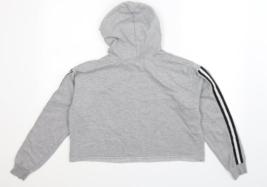 Love Island Womens Grey Striped Pullover Hoodie Size 12