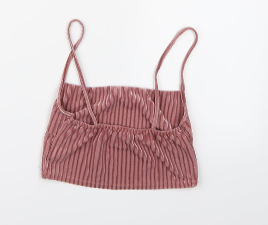 New Look Womens Pink Velour Cropped Tank Size 6