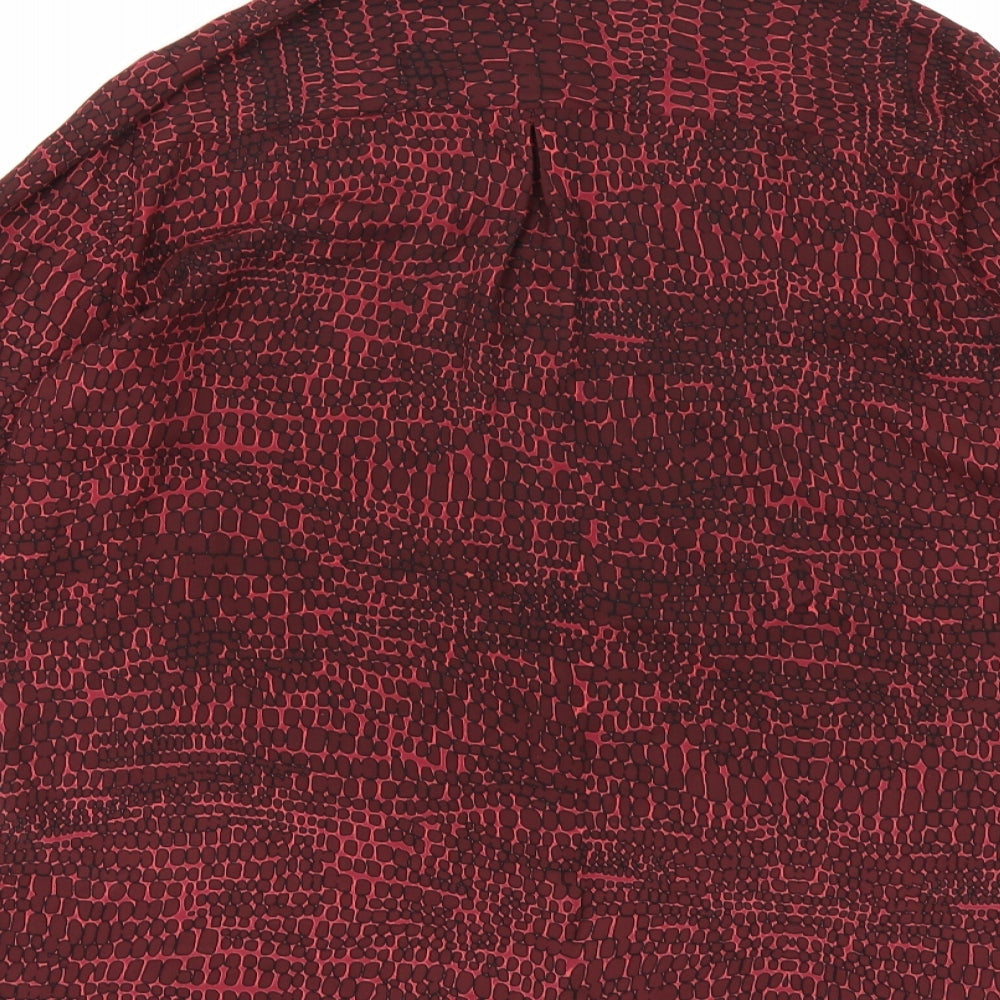 Brand and care label for Garfield & Marks women’s red animal print basic blouse, size UK 8