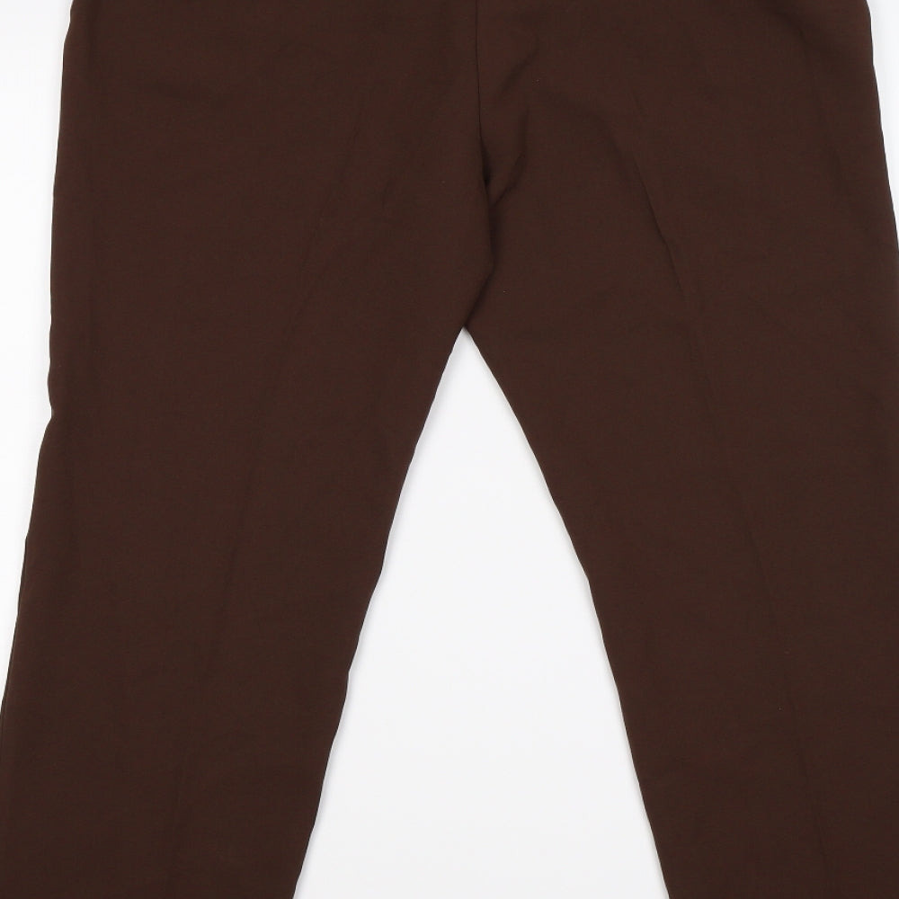 Brand and care label for BONN women’s brown trousers, size UK 14, 28-inch leg