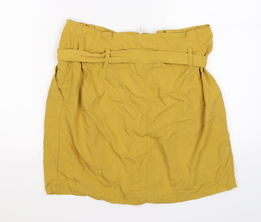 Kimchi Blue Womens Yellow Satin Peasant Skirt Size L