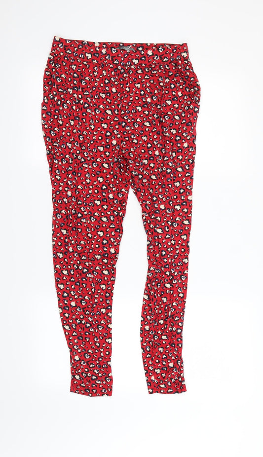 South Womens Red Animal Print Bloomer Trousers Size 10 L25 in