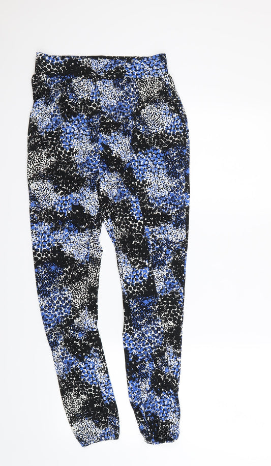 Definitions Womens Blue Animal Print Dress Pants Trousers Size 10 L26 in