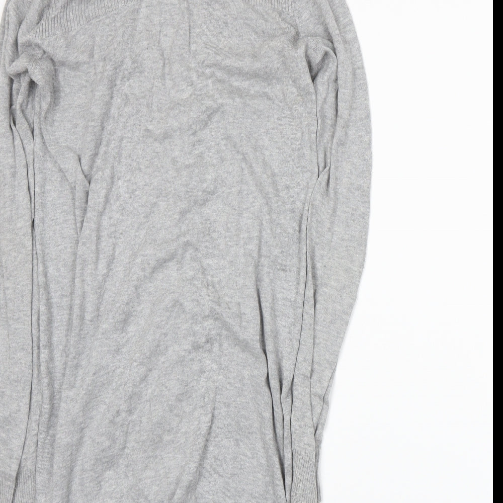 Brand and care label for H&M women’s grey knit cardigan jumper, size S