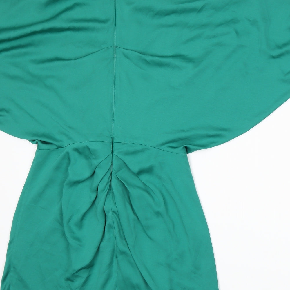 Brand and care label for ASOS women’s green mini, size UK 8
