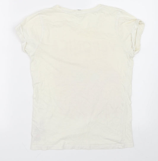 Earth Positive Womens Ivory Basic T-Shirt Size S