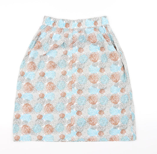 Preworn Womens Blue Floral A-Line Skirt Size 14