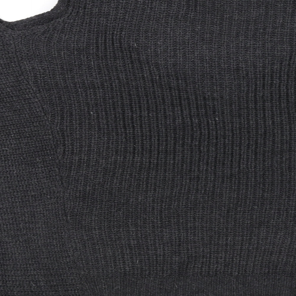 Brand and care label for QED London women’s grey cardigan jumper, size M