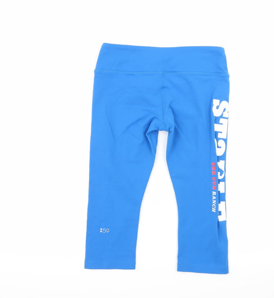SPLITS59 Womens Blue Geometric Capri Leggings Size S - Stables