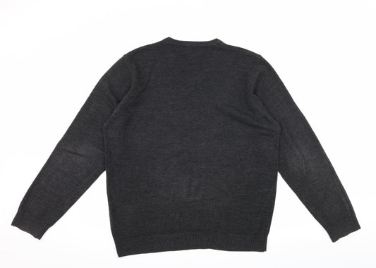 Hutson Harbour Mens Grey Knit Pullover Jumper Size L