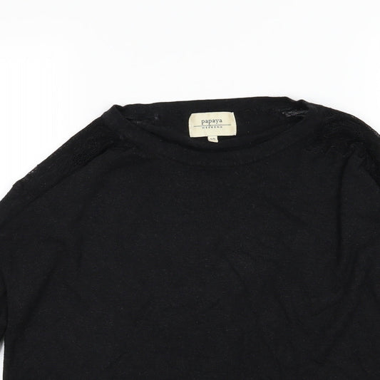 Papaya Womens Black Knit Pullover Jumper Size 10