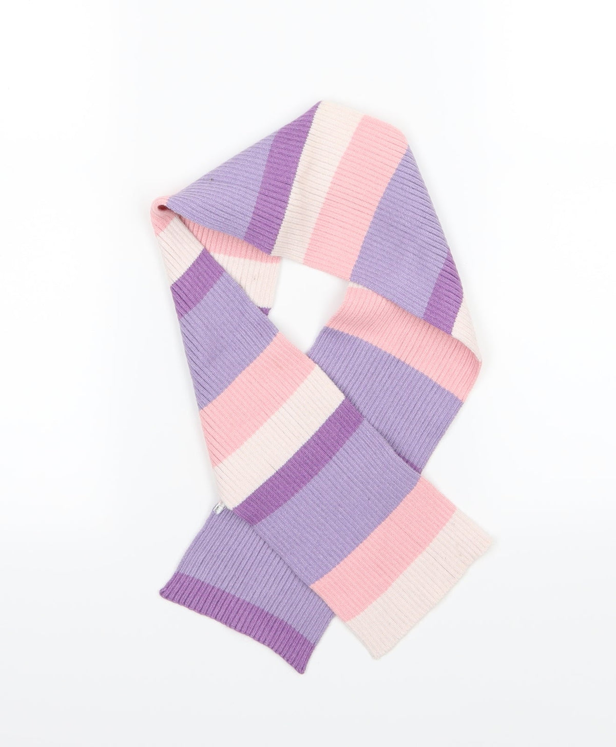 Additional front view of Preworn girls’ multicoloured striped knit rectangle scarf scarves & wraps one size