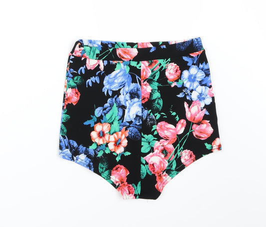 Preworn Womens Black Floral Hot Pants Shorts Size 10