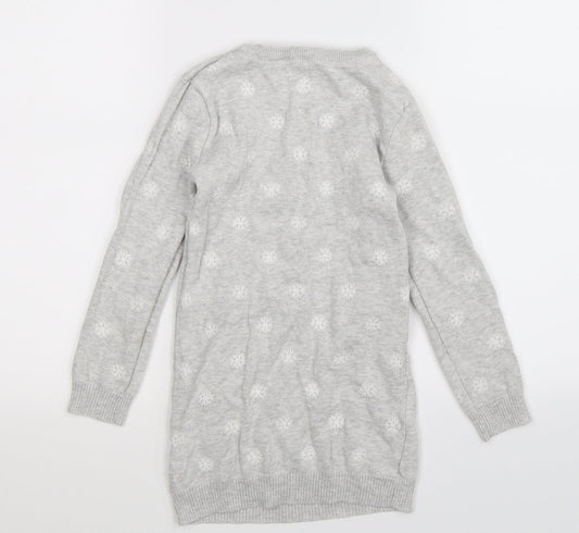 Preworn Girls Grey Knit Jumper Dress Size S