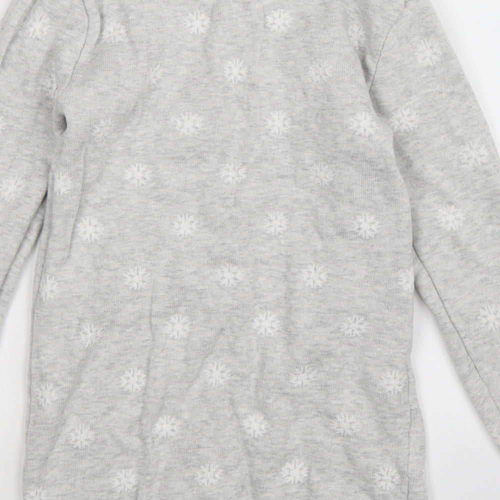 Brand and care label for Preworn girls’ grey knit jumper dress, size S