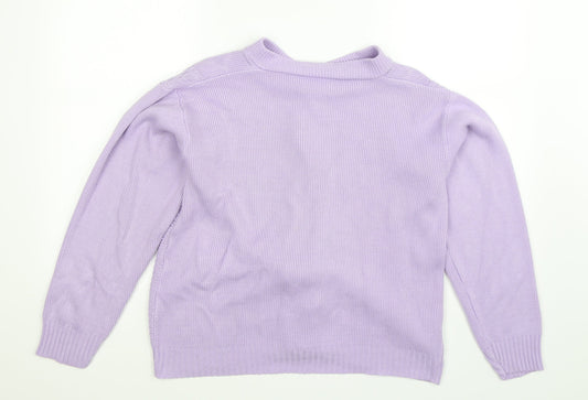 Preworn Womens Purple Knit Cardigan Jumper Size L