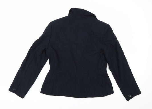 Equation Womens Blue Rayon Jacket Blazer Size 12